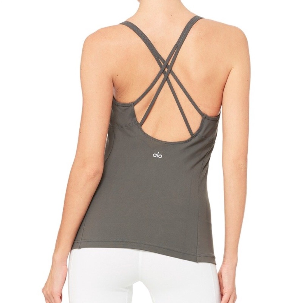 NWT Alo Yoga Lotus Bra Tank Slate SM